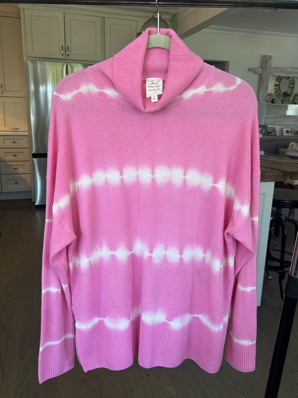 Cinq à Sept Cozy Pink Tie-Dye Turtleneck Sweater